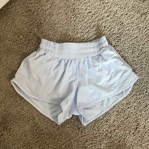 Light Blue Lululemon Hotty Hot Low-Rise Lined 2.5” Shorts